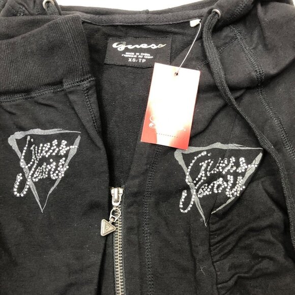 GUESS FULLZIP HOODED TOP & CAPRI Sweat PANTS SET XSM NWT - Picture 9 of 9